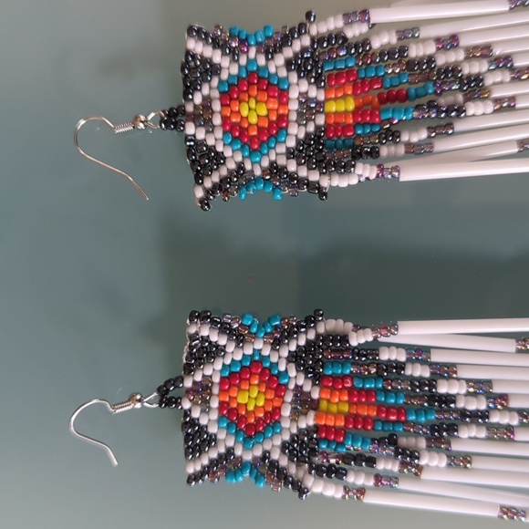 Boho Beaded Colorful Pierced Earrings, Native American Jewelry, Gift For Mom - Picture 8 of 9